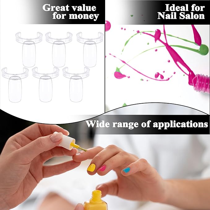 250Pcs Nail Rings Display, Reusable Ring Shape Nail Polish Display for Nails Art Polish Practice White Single Nails Color Swatches Professional Use or Beginner Exercises