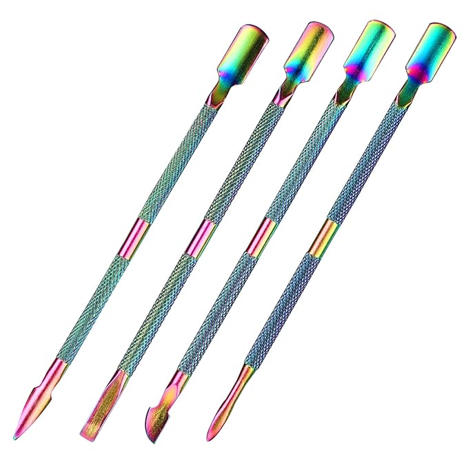 Cuticle Pusher Tool metal Cuticle Remover and Cutter Dual Side nail scraper pusher Manicure Cleaner Cuticle Trimmer for Fingernails and Toenails