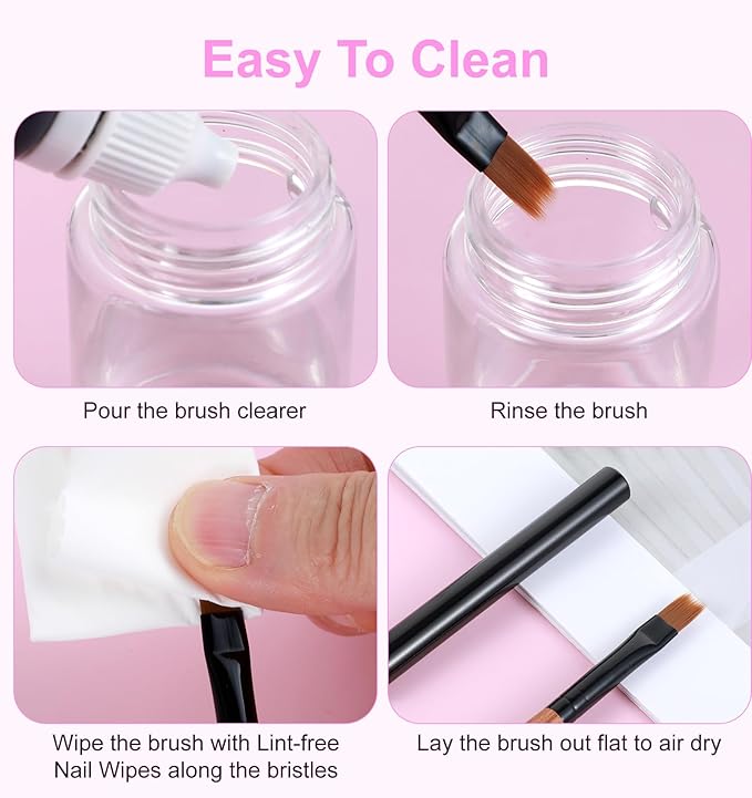2Pcs Ombre Nail Brush, Precise Gradient Painting Brushes Ombre Nail Brush for Acrylic Nails Manicure Design Tool for DIY & Salon, Handle Thicken Ergonomic