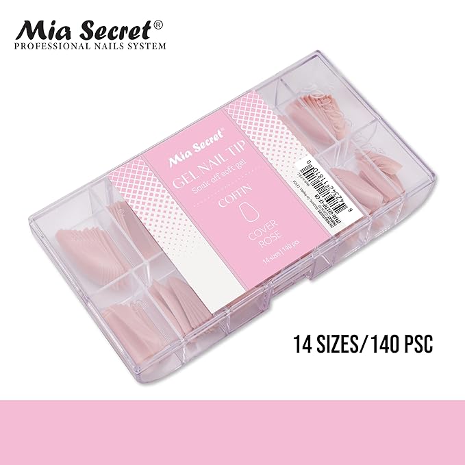 Mia Secret Soak off Soft Gel Nail Tip MADE IN USA for Salon and DIY (Cover Rose, Coffin)