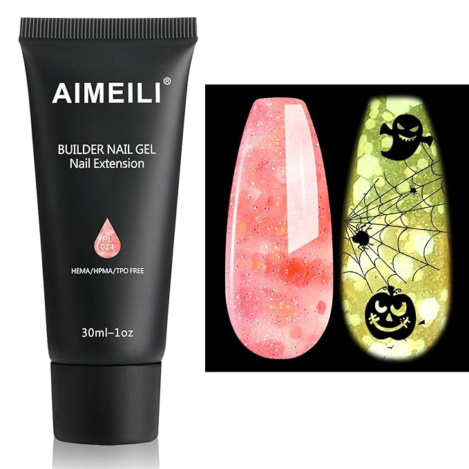 AIMEILI Poly Nail Extension Gel Glow in the Dark Builder Nail Gel Hema Free Poly Nail Enhancement Nail Art Design DIY Salon Nail At Home Gift for Women Nail Gel - 024