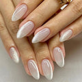 Modelones Cat Eye Press on Nails Almond, Spring Short Fake Nails, Reusable Nail Kit with Nail Glue Adhesive Tabs Mini Nail File, Nails Press Ons 32Pcs 16 Sizes, Women Girl Gift