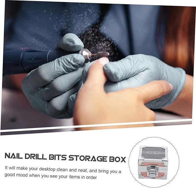 Angoily Nail Storage Box for Nail Drill Bits Nail Grinding Head Box Organizer Manicure Tool Display Case