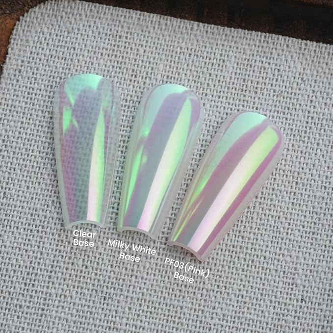 Yokefellow GleamTap Cushion Aurora Chrome Nail Powder -Mermaid Aurora Effect,Nail Art Glitter Decoration for Home DIY Salon Manicure (GT114 Reverie/Green Pink with Pink Green Sheen)