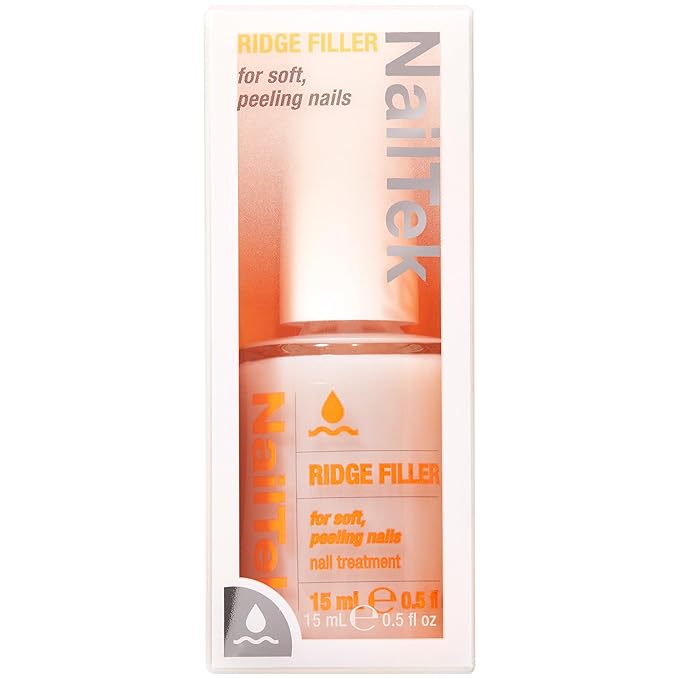 Nail Tek Ridge Filler Formula 2 – Clear Ridge Filler for Nails Base Coat, Nail Strengthener Polish for Soft & Peeling Nails, 0.5 fl oz