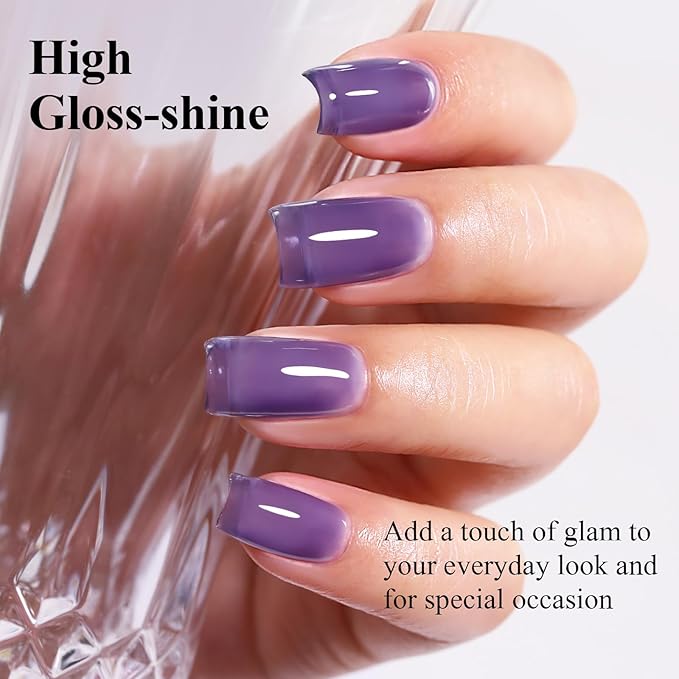 Imtiti Midnight Blue Jelly Gel Nail Polish, Sheer Translucent UV Gel Polish for Nail Art Soak off UV Led 10ML
