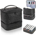 ZOOFOX Nail Polish Organizer Case, Double-Layer Nail Polish Carrying Bag with Handle, PU Leather Nail Organizers and Storage Bag for Manicure Accessories
