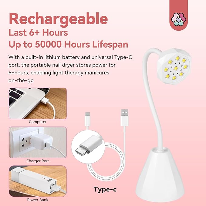 SAVILAND 27W U V Light for Gel Nails: Smart Sensor U V Gels X Lamp 10s Flash Cure Intellisense Gooseneck U V Lamp for Gel Nails Mini Fast Dry LED Quick Dry Nail Dryer Artist Travel Home Use