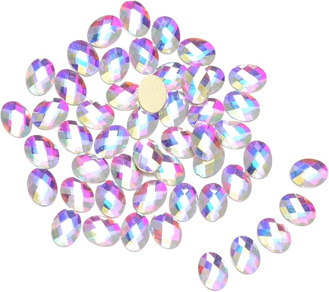 AD Beads Top Czech AB Crystal Flatback Rhinestone Nail Art Decoration Multi Shape (S07 Oval 4x6mm, 100 Pcs)