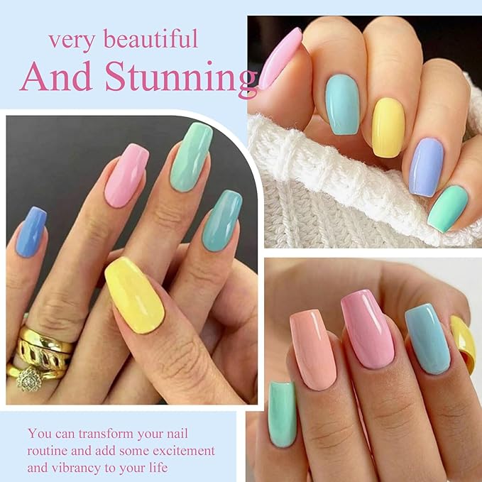 MEET ACROSS 18PCS Nude Gel Nail Polish Set Macaron Gel Polish Kit Pink Orange Sky Blue Nail Polish Set Spring Summer Gifts for Women 15 Colors