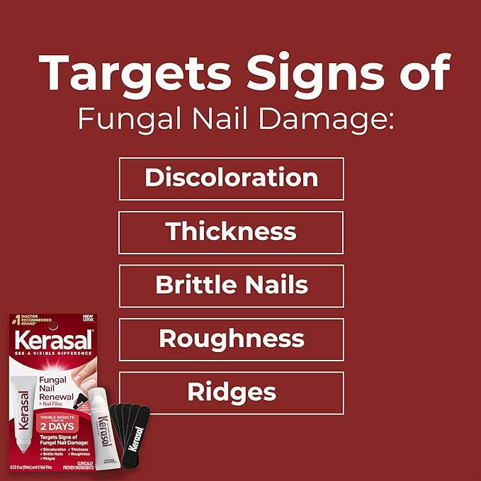 Kerasal Nail Renewal and Nail File Combo Pack, Restores Appearance of Discolored or Damaged Nails, 5 Heavy Duty Nail Files, 0.33 fl oz, Clear (Packaging May Vary)