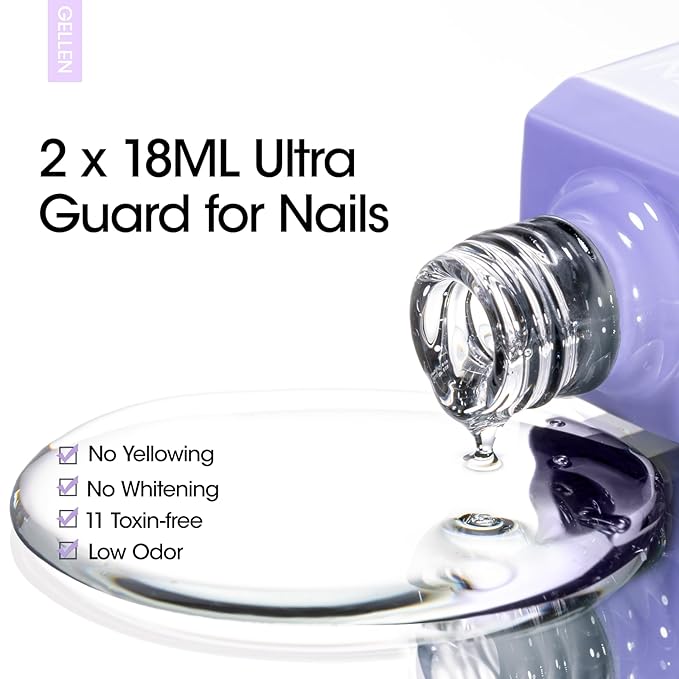 GELLEN Gel Top Coat and Base Coat 2 Pcs 18ml Superior Base Coat Top Coat Set No Wipe Soak Off Ultra Glossy Top Coat Gel Nail Polish UV LED Clear Nail Polish Long Lasting for 28+ Days