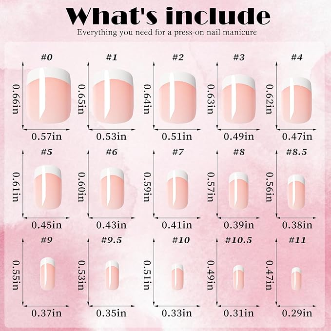 AddFavor White French Tip Press on Nails Short Square - 240pcs Nude Pink Short Square Fake Nails, French Tip Nails Press on Acrylic Nail Extension Nails Art DIY