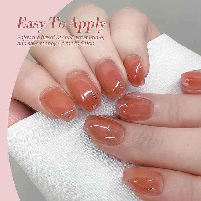 Born Pretty Jelly Nude Pink Gel Nail Polish Red Burgundy Blood Wine Red Valentine's Day Gel Polish Sheer Transparent Gel Polish Kit Wild Rose for Salon Manicure and Nail Art DIY at Home 6Colors
