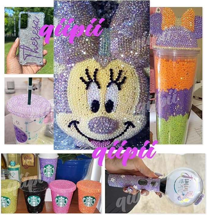 Light Purple Crystal Resin Rhinestones w B7000 Glue for Bedazzling Crafting 2mm-6mm Flatback Stones Diamonds Crystals Gems Bedazzler Kit for Nails Face Eyes Makeup Tumblers Bottles Crafts Shoes