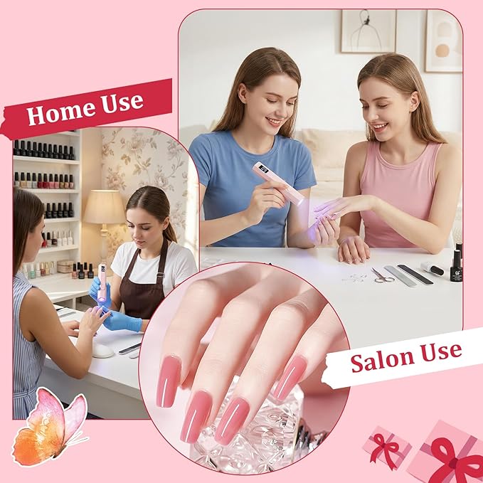 Handheld UV Nail Light for Gel Nails, Flash Cure Nail Lamp with LED Display, Mini Led Nail Lamp Pen Settings 20/60s Timer, Rechargeable Hand Held Nail Light for Glue Polish Home Salon DlY
