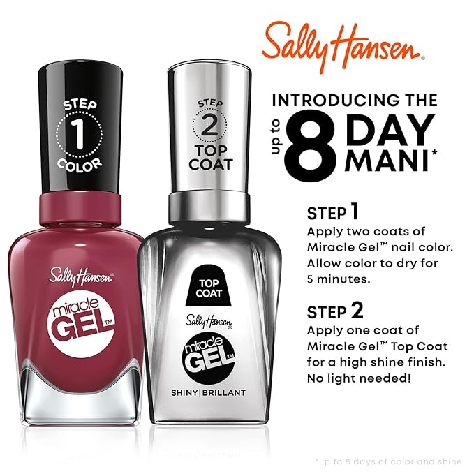 Sally Hansen Miracle Gel Nail Polish, Shade Slate-r Girl #809, 0.5 Fl Oz (Pack of 2)