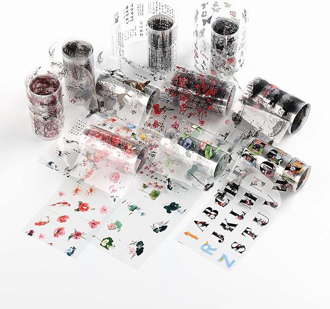 JERCLITY 10 Rolls Chinese Style Nail Foil Transfer Sticker Chinese Characters Ink Painting Pattern Foil Nail Art Decals Transfer Stickers Wraps