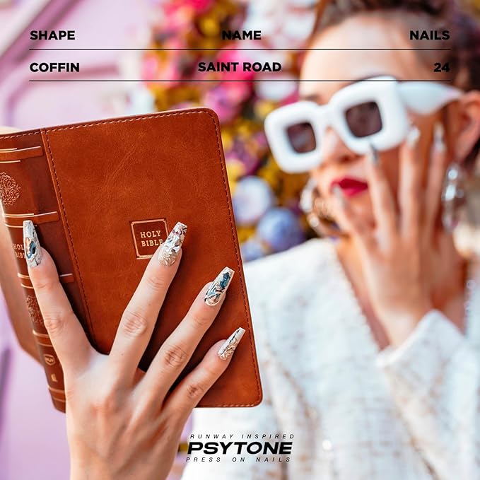 PSYTONE Short Press on Nails Almond Orange French Tip Glue on Nails Cute Fake Nails Full Cover Stick on Nails Glossy Artificial Nails Short Acrylic Nails Press ons Reusable False Nails for Women