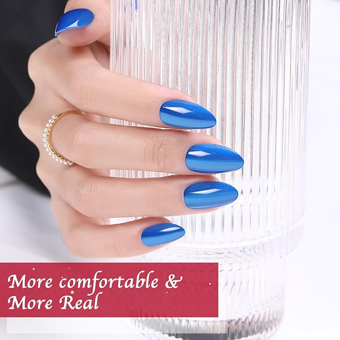 Press on Nails Short Almond, 150pcs Cat Eye Press on Nails, Soft Gel Fake Nails, Reusable & Natural Acrylic False Nails for Women and Girls Stick on Nails in 15 Sizes