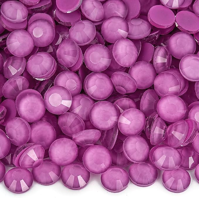 Blinginbox Flatback Rhinestones Round Gems, 1440pcs Luminous Series Glass Stones Neon Gems Non Hotfix Crystal Rhinestones for Nail Charms Crafts Clothes Tumblers,Lt. Amethyst Neon,SS20.
