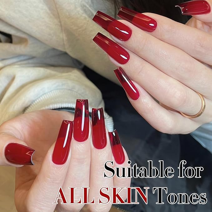 Double Rhythm Gel Polish 15ML Jelly Sheer Pastel Light Milky Color Pearl White Bottle 1 PC 0.5 OZ Full Size Nail Art Salon at Home (Translucent Red-D1449)