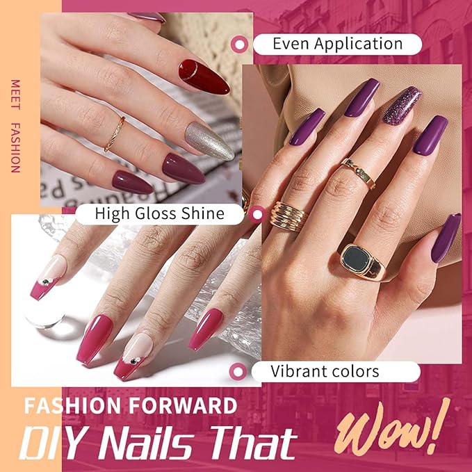 JR 9pcs 15ml Gel Nail Polish Set Red Nude Pink Gel Polish Kit Nude Pink Gel Polish Nail Art Manicure Salon DIY Soak Off UV LED Nail Gel Kit DIY Art Manicure