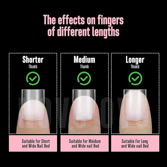 NOVO OVO Sharp Square Short Nail Tips Press on, Natural (Not Sculpted) No C Curve Soft Gel Double Matte Clear Fake Nail Extension, Full Cover False Nails for Salon DIY Manicure x 15 Sizes 510 pcs