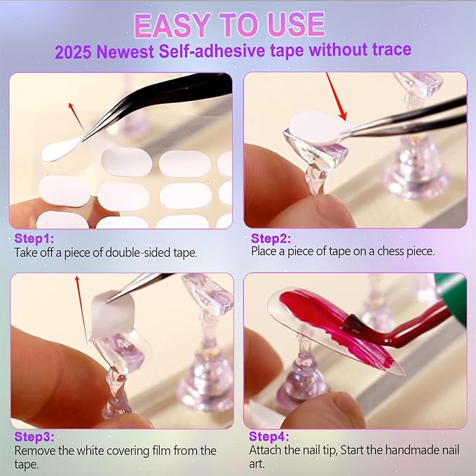 2 Nail Stand for Press Ons, Fake Nail Holder for Painting Nails, Upgrade Solid Acrylic Nail Stands Nail Magnets for Nail Art Design, Flower Nail Holder for Nail Practice Display Supplies W/ Glue Tips