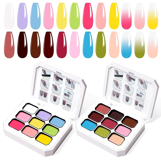 Gradient Painting Gel Set, 18 Bright Pink Brown Ombre Gel Nail Polish Pigment Pat Nails,Long-lasting Silky Texture Highly Saturated French Manicure Soak of UV/Led Home Salon DIY Nail Art
