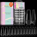 Saviland Matte Coffin Nail Tip – 240PCS No Need to File Acrylic Nail Tips Professional French Tips for Nail Extension Full/Half Cover Dual Use Matte Texture Press on Nails Pre-Shape 10 Sizes Salon DIY