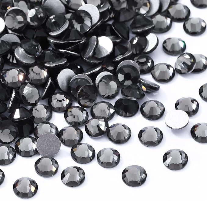 Gray Flatback Rhinestones, Glass Rhinestones for Nail Art and Craft, Glue Fix, Loose Crystal Gemstones(Gray, SS20, 1440pcs, 4.6-4.8mm)