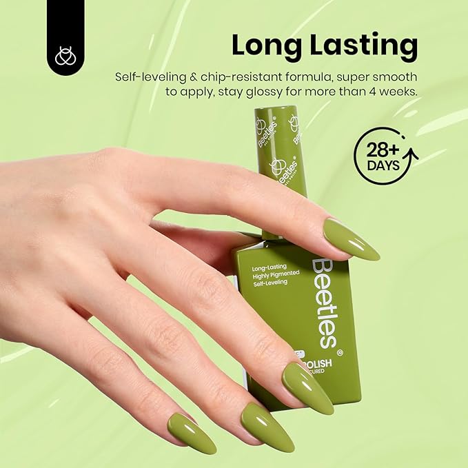 Beetles Spring Gel Polish Set - 6 Colors Hema Free 15ml Green Nude Pink Gel Polish Kit Soak Off Uv LED Nail Lamp DIY Home Manicure Salon Lakeside Serenity Gift for Women Girls st patricks