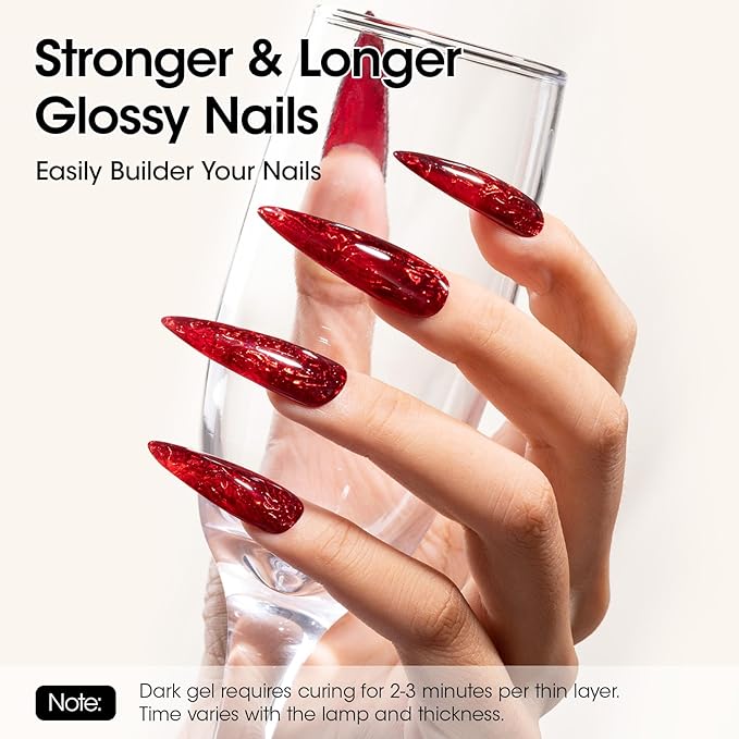 GELLEN Builder Gel for Nails - 4 Colors Red Black Pink Milky Jelly White Nail Extension 10 In 1 Hard Gel Sculpting Apex Building Salon at Home for Beginner & Professional, UV & LED Lamp Cured