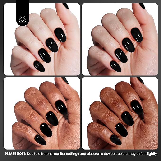 beetles Gel Polish Classic Black Gel Nail Polish - Gel Polish Hema Free Soak Off Uv LED Nail Lamp 8ml DIY Home Manicure Salon Gift for Women Silent Charm