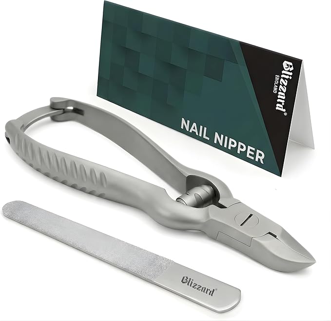 Blizzard Professional Toe Nail Clippers for Men - Podiatry Heavy Duty Toenail Clippers for Seniors with Metal Nail File - Podiatrist Ingrown Toenail Tool Set Including Fingernail File