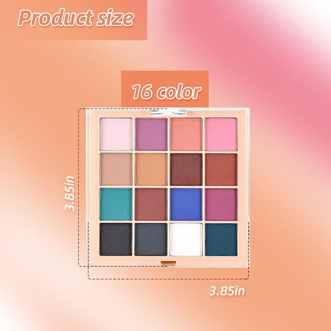 Nail Pigment Powder Palette Set, 16 Bright Colors Ombre Nail Powder Palette Brown Pink French Aura Nails Ombre Nail Brush Nail Long-lasting Manicure Art DIY Accessories (08)