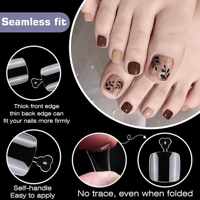 600pc Soft Gel Toe Nail Tips Short Fake Toenail Tips Square Fake Toe Nail Tips for Toes Press on Toeails, Full Cover Clear False Toe Nail Press ons, 12 Size Acrylic Nails Toe Tips