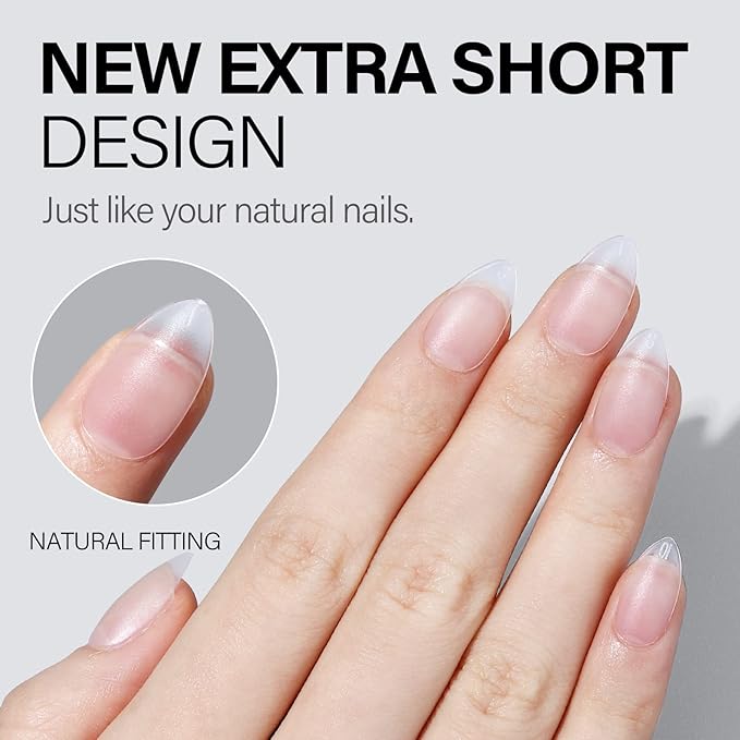 AILLSA Short Almond Nail Tips 450PCS Upgraded Matte Gel Nails Tips No Filed Pre-shaped Soft Full Cover Short Almond Nails Clear False Gelly Nail Tip for Soak Off Nail Extensions 15 Sizes