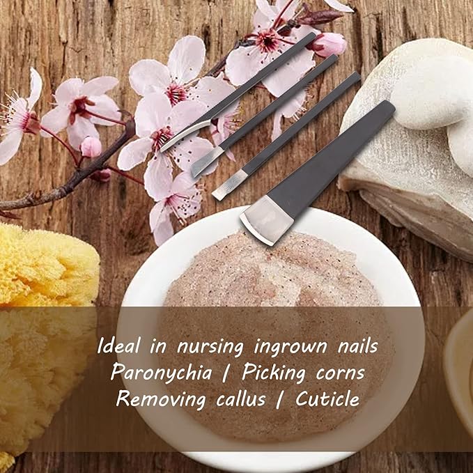 4Pcs Pedicure Knife Set, Ingrown Toenail Knife, Steel Ingrown Toenail Removal Kit, Professional Callus Shaver, Foot Scraper for Dead Skin Corn Remover Tool with Storage Bag