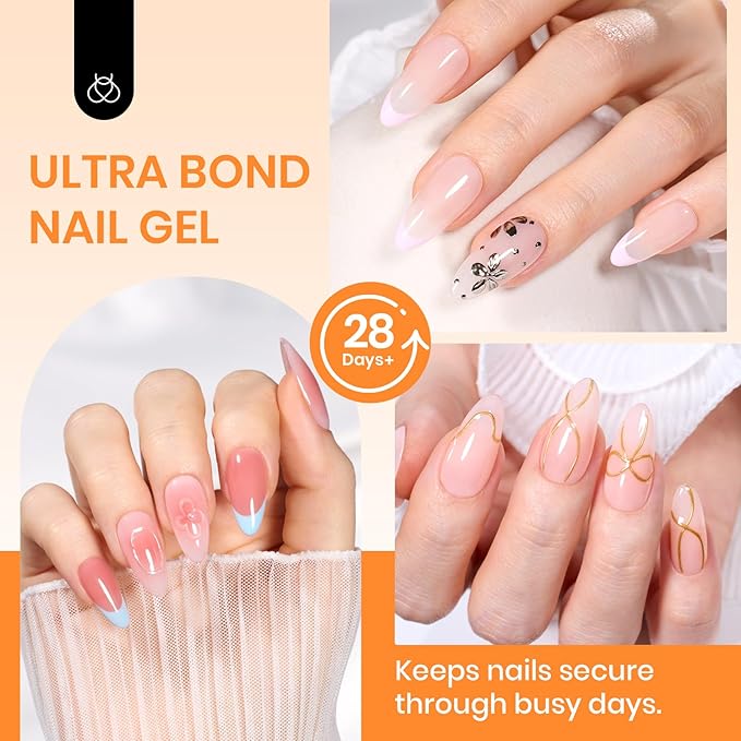 Beetles 2Pcs*20g Solid Nail Glue Gel, Tipex Soft Nail Tips Glue Super Strong for Acrylic Nails Extension Fake Nails Press On Nails, Spring Nail Art, U V Light Required