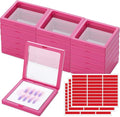 meekoo 30 Pcs Press on Nail Packaging Box with 90 Pcs Adhesive Double Sided Tape Artificial Nail Display Case Storage Container Box Acrylic Packaging Organizer for Home Salon Art (Rose Red)
