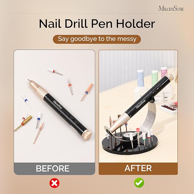 MelodySusie Portable Electric Nail Drill,PC120B Compact Efile with MelodySusie Nail Drill Pen & Bits Holder Stand