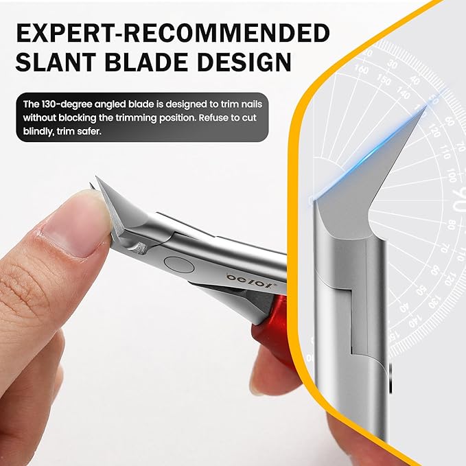 BEZOX Toenail Clippers for Seniors, Slant Straight Blade Toe Nail Clippers for Thick and Ingrown Nails, Soft Grip Long Handle Toenail Scissors for Mani & Pedi Nail Care - Red