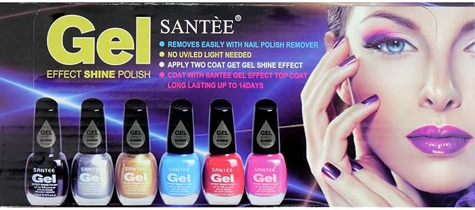 6pc SANTEE Gel Nail Polish No UV/LED Needed set of 6 colors #F