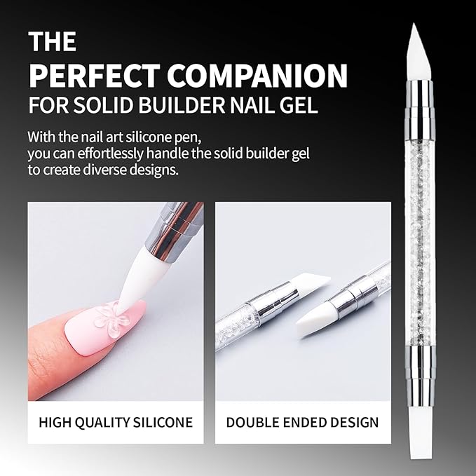 3D Gel Nail Art Kit-Black Solid Builder Gel for Nails 3D Sculpting Carving Building Modeling Hard Extension for Beginner DIY Salon at Home Cured Needed