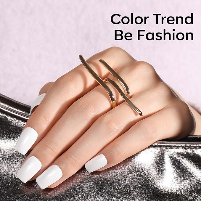 modelones Shine White Gel Nail Polish, 15ML Glitter Pearl White Gel Polish Iridescent Shimmer Nail Gel Polish Soak Off Led Whiter Nail Polish DIY Home Salon Nail Art Manicure Gift for Women Girls