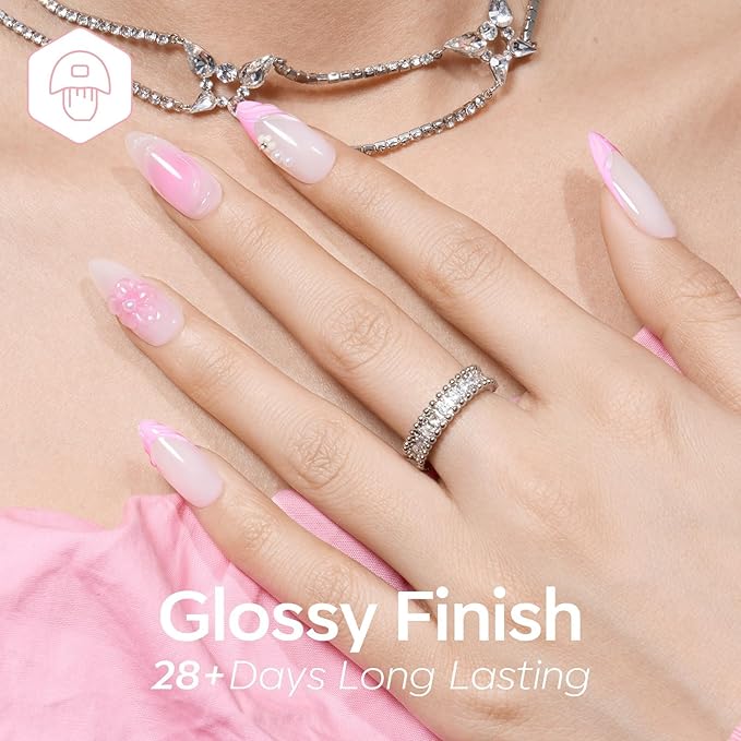modelones Jelly Gel Nail Polish Set, French Tip Base Color Gel Polish Milky White Nude Pink Neutral Sheer Translucent Hema Free 6 Colors Gel Nail Kit Soak Off UV Spring DIY Manicure Gift Women