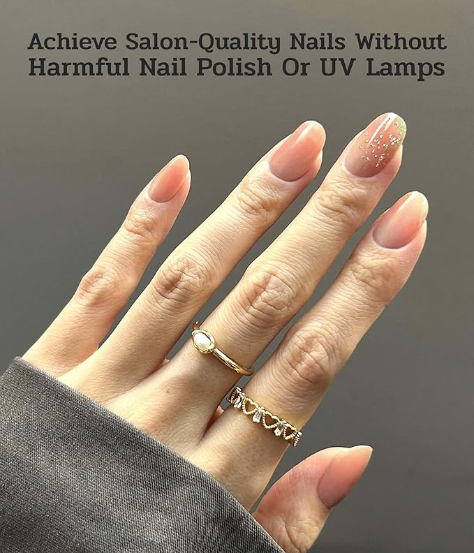 Nail Polish Strips (No UV Lamp Needed) - 22 Pcs Salon Quality Gel Nail Stickers - Long Lasting Wraps (Citrus Mint)