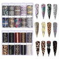 CHANGAR Animal Skin Nail Art Foil Transfer Decals Serpentine Leopard Print Tiger Snake Skin Pattern Fish Scale Nail Foil A...